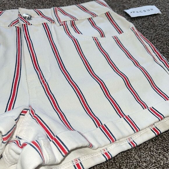 NWT PacSun Los Angeles Shorts Women's 26 White Red Striped Mom Shorts Pockets. - Picture 9 of 12